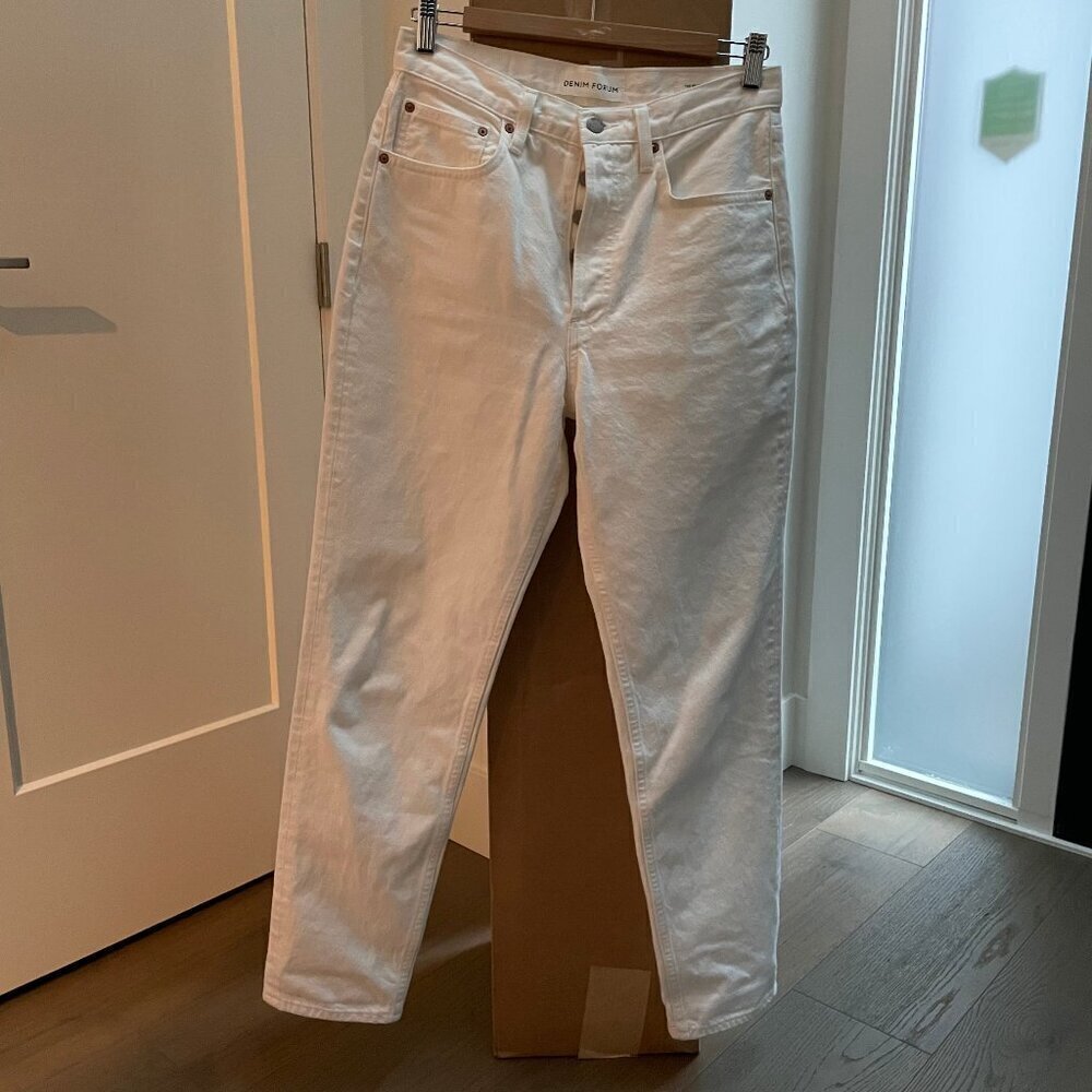 Denim Forum The BF High Rise Loose 28L 100% Cotton Denim Jeans Ecru Sz 26